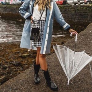 Black PVC Rubber Tall Rain Boots 7